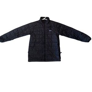 Patagonia Kids Quilted Full Zip Jacket Black Lightweight Insulated Size L